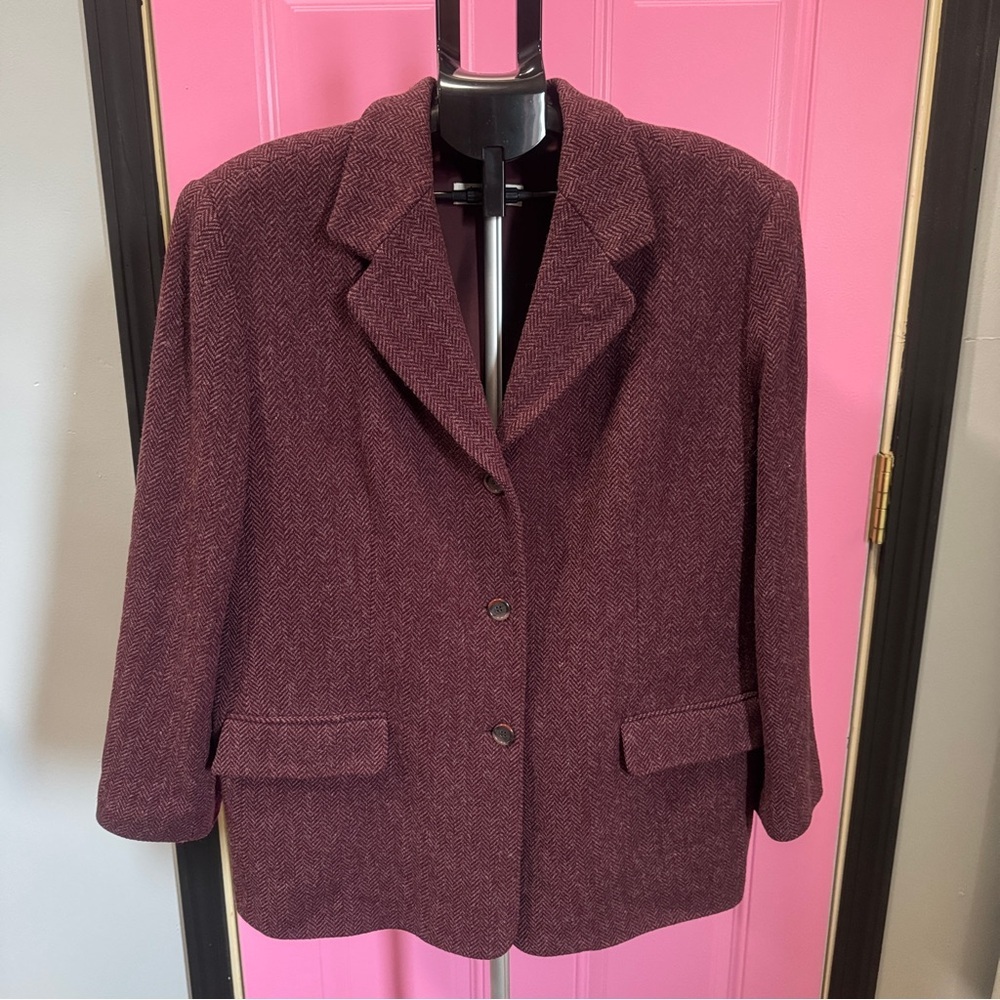 Vintage Norm‎ Thompson Burgundy  Blazer Classic Wool Jacket - Picture 2 of 7